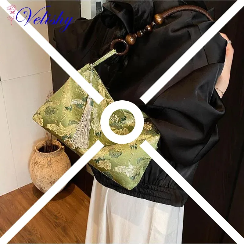 Hasp fil à coudre brodé Style National sacs à bandoulière gland décoration 2025 printemps nouvelle offre spéciale sacs à main pour femmes