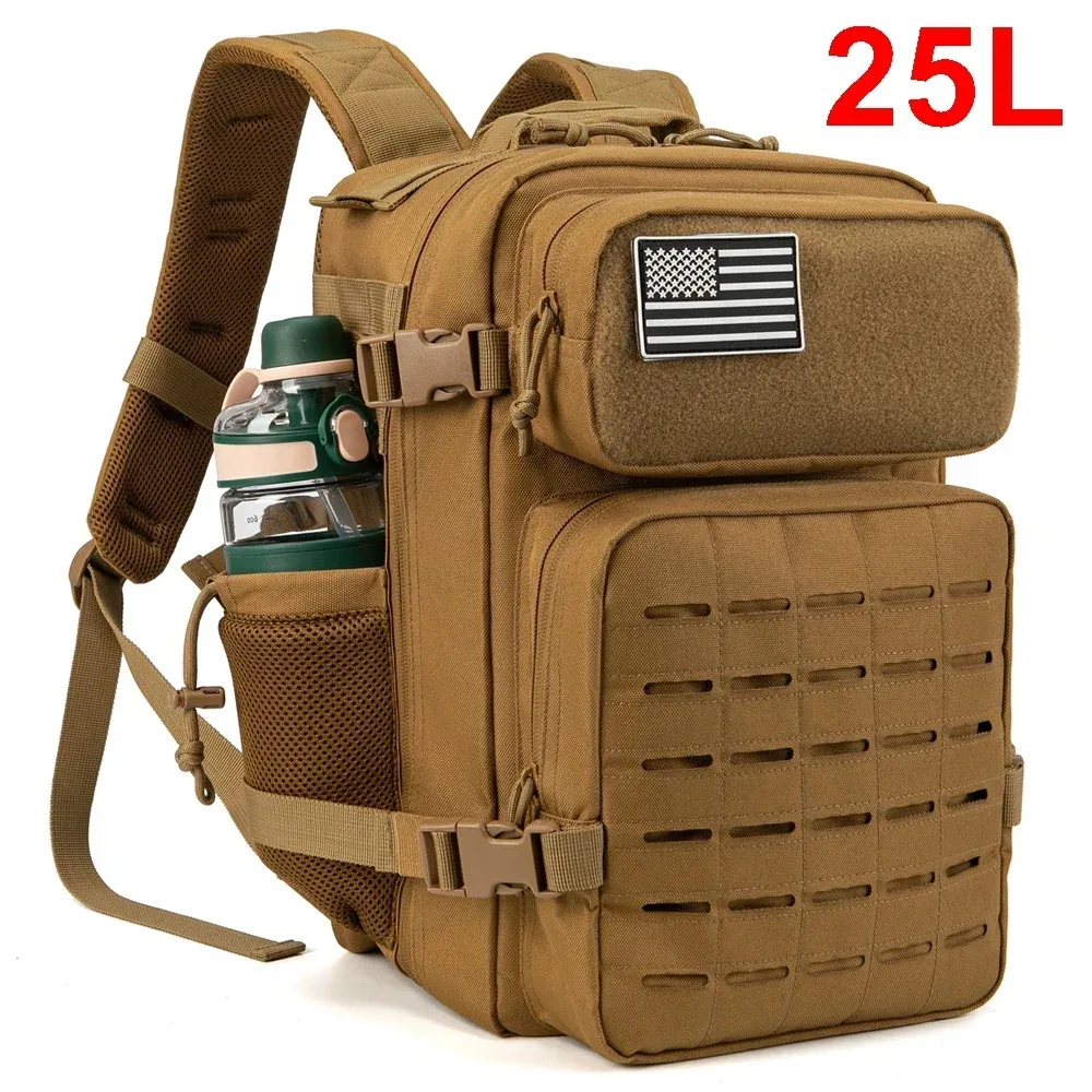 sac à dos tactique 25l/45l pour hommes et femmes, sac de survie en plein air, petit sac à dos d'école hking avec porte-bouteille
