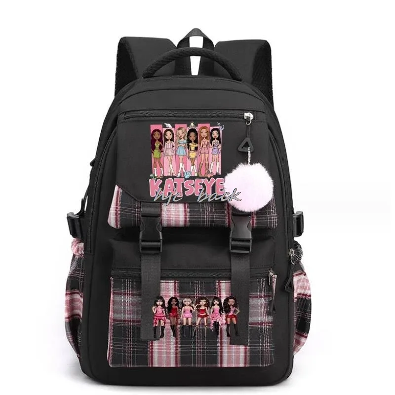 katseye chaud drôle impression sacs d'école adolescentes grande capacité en plein air voyage sac à dos multi-fonction dessin animé étudiants sac à dos