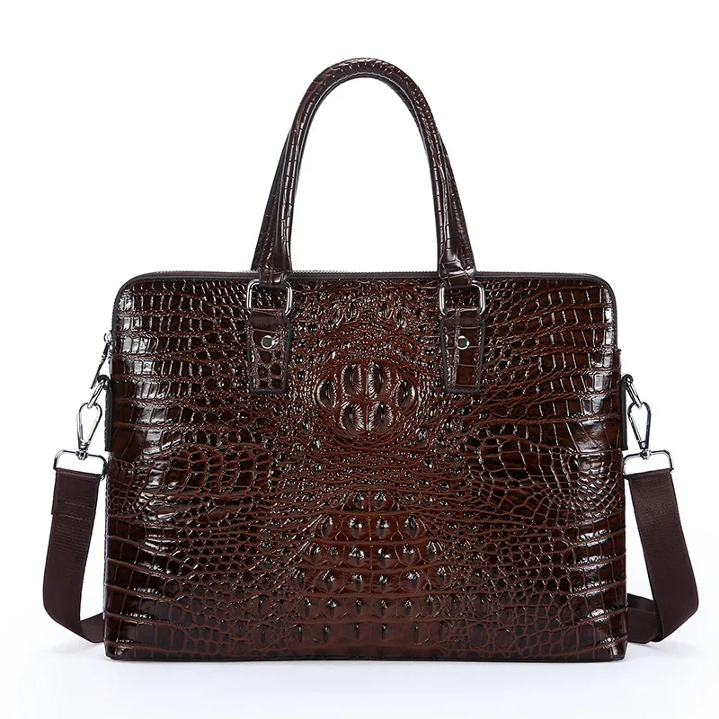 nouvelles sacoches pour ordinateur portable en cuir de vachette véritable à motif crocodile, sacs de luxe pour hommes, sacs à main pour hommes, sacs messager pour hommes, sac pour ordinateur 14 pouces