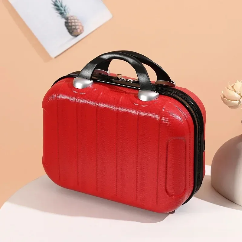 sac de maquillage de voyage pour femmes de 14 pouces, mini valise compacte en plastique abs, design uni, idéal pour un usage personnel