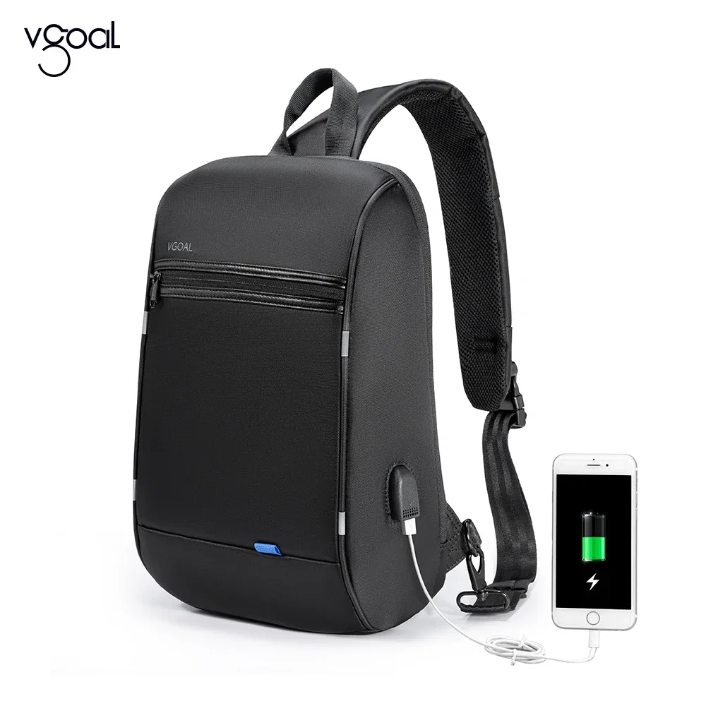 sac à dos kingsons group vgoal pour hommes et femmes, sac à bandoulière pour ordinateur portable 14 pouces avec chargement usb, sac de poitrine léger