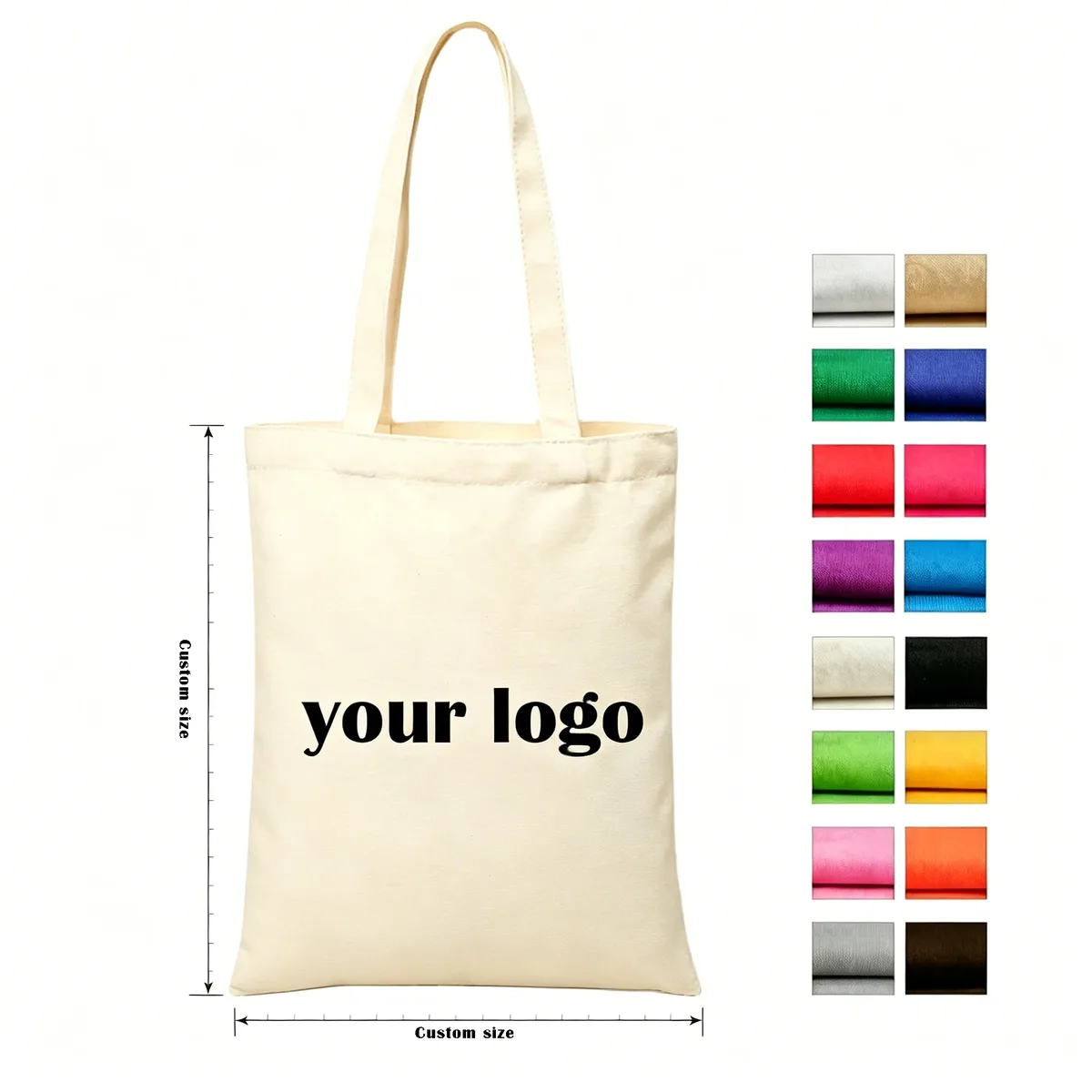 Sac de shopping personnalisé, sac fourre-tout en toile avec logo, vente en gros en vrac, 100 pièces/lot, sac en coton réutilisable