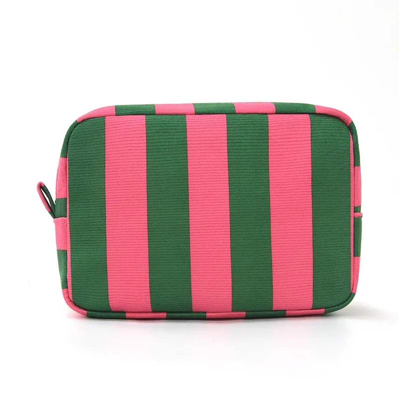 sac à maquillage minimaliste en velours côtelé, grande capacité, sac de rangement pour cosmétiques de voyage, trousse de maquillage pour femmes