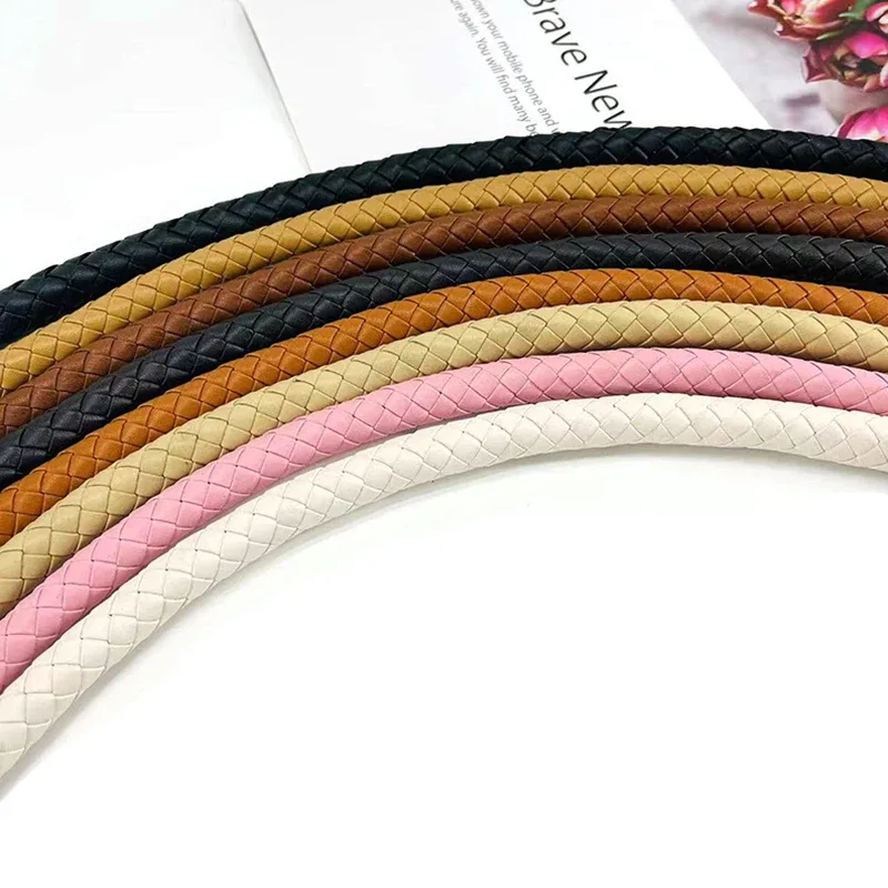 poignées en corde tressée en cuir pu 30/40/60cm, pour sacs à main, sangle de sac à bandoulière, accessoires de sac de bricolage pour sacs, boucle à crochet en alliage métallique