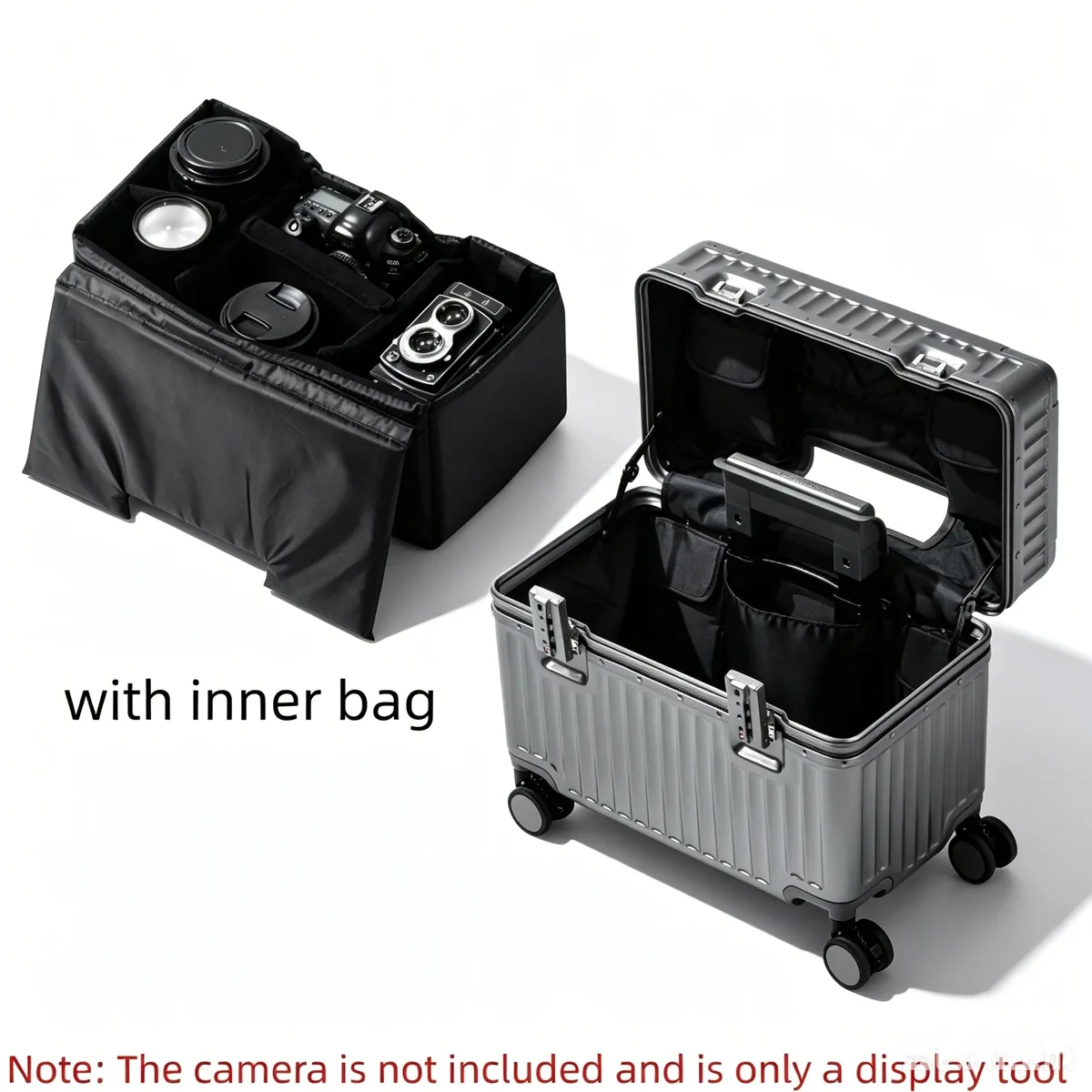 valise à ouverture par le haut 18 pouces, bagage à main pour voyageur photographe, bagage à roulettes en matériau pc avec cadre en alliage d'aluminium et serrure tsa