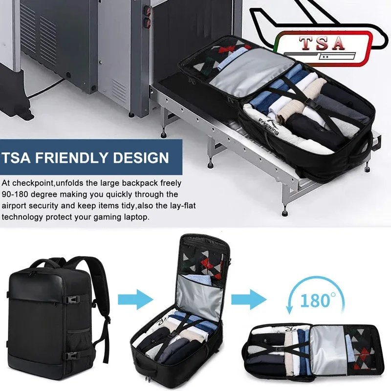 sac à dos de voyage d'affaires pour hommes, grande capacité, sac étanche pour ordinateur portable, multifonctionnel, antivol, sac à livres pour collège et école, noir