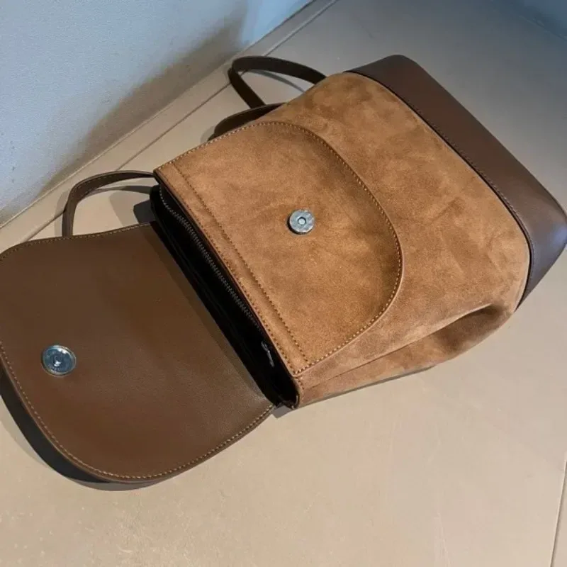 sac à dos de loisirs en cuir suédé et cuir de vache pour femme, sac de voyage double initié, rose et marron, qualité supérieure, femme, hiver 256