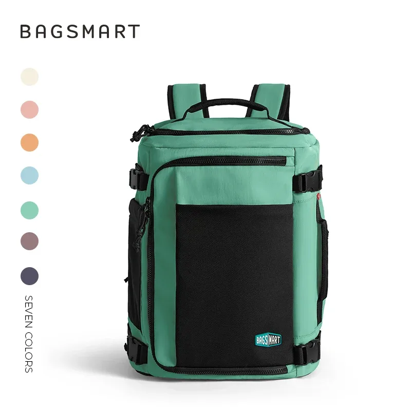 bagsmart sac à dos de voyage pour hommes et femmes avec compartiment à chaussures sac à dos de compression pour avion sac de cabine antivol étanche