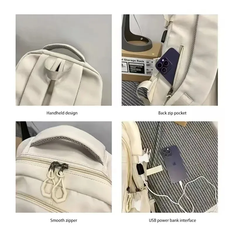 sacs d'école en toile de style collégial pour filles, cartable solide pour lycéens, version coréenne, sac à dos pour ordinateur portable pour femmes et garçons