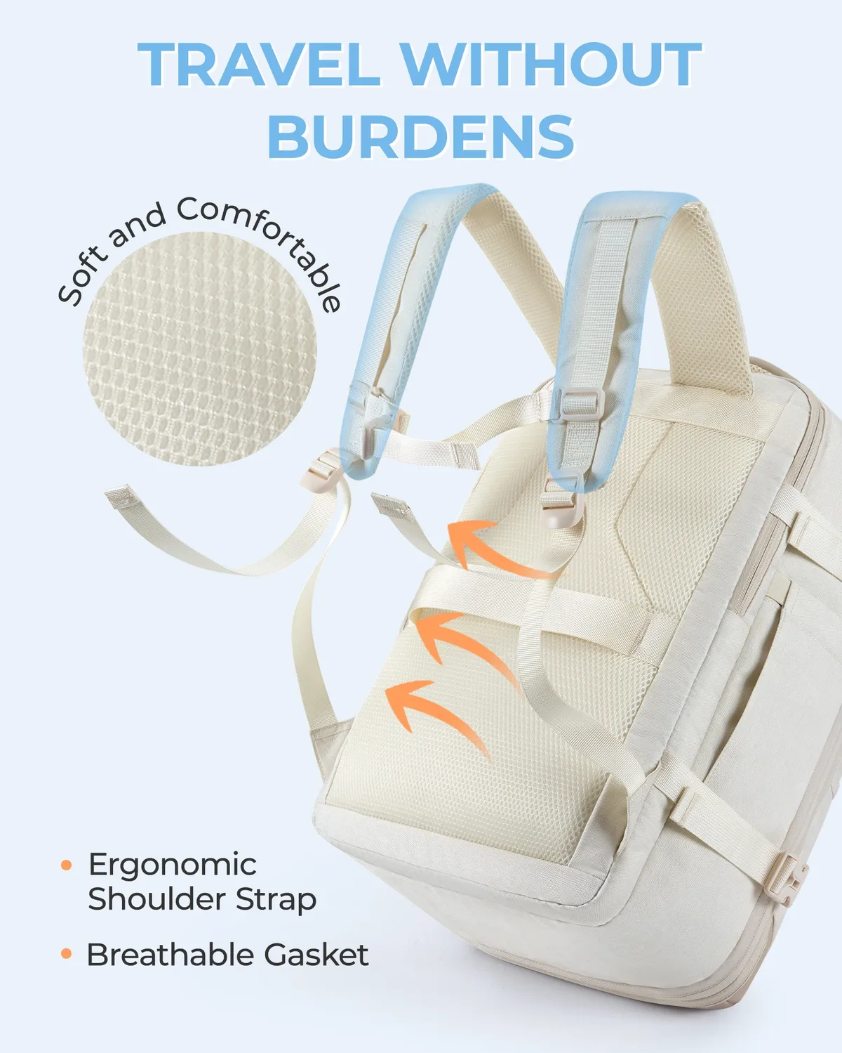 bagsmart-sac à dos pour ordinateur portable 17 en effet, cabine de voyage, sac à dos de transport extensible de 40l avec sac à chaussures, sac à dos féminin étanche, 4 pièces