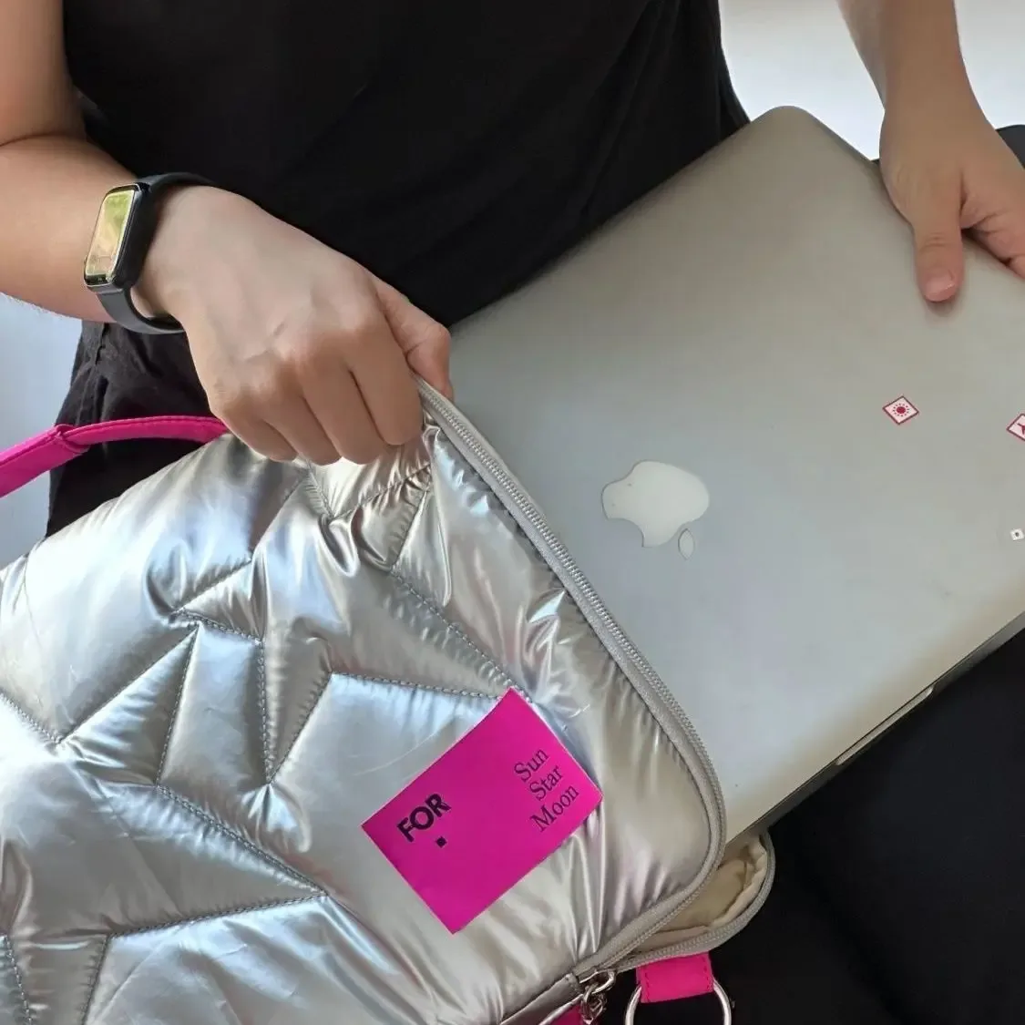sac à dos esthétique pour ordinateur étanche, sac de stock léger pour ordinateur portable, sac carré argenté, étoile y2k, nouveauté 2023