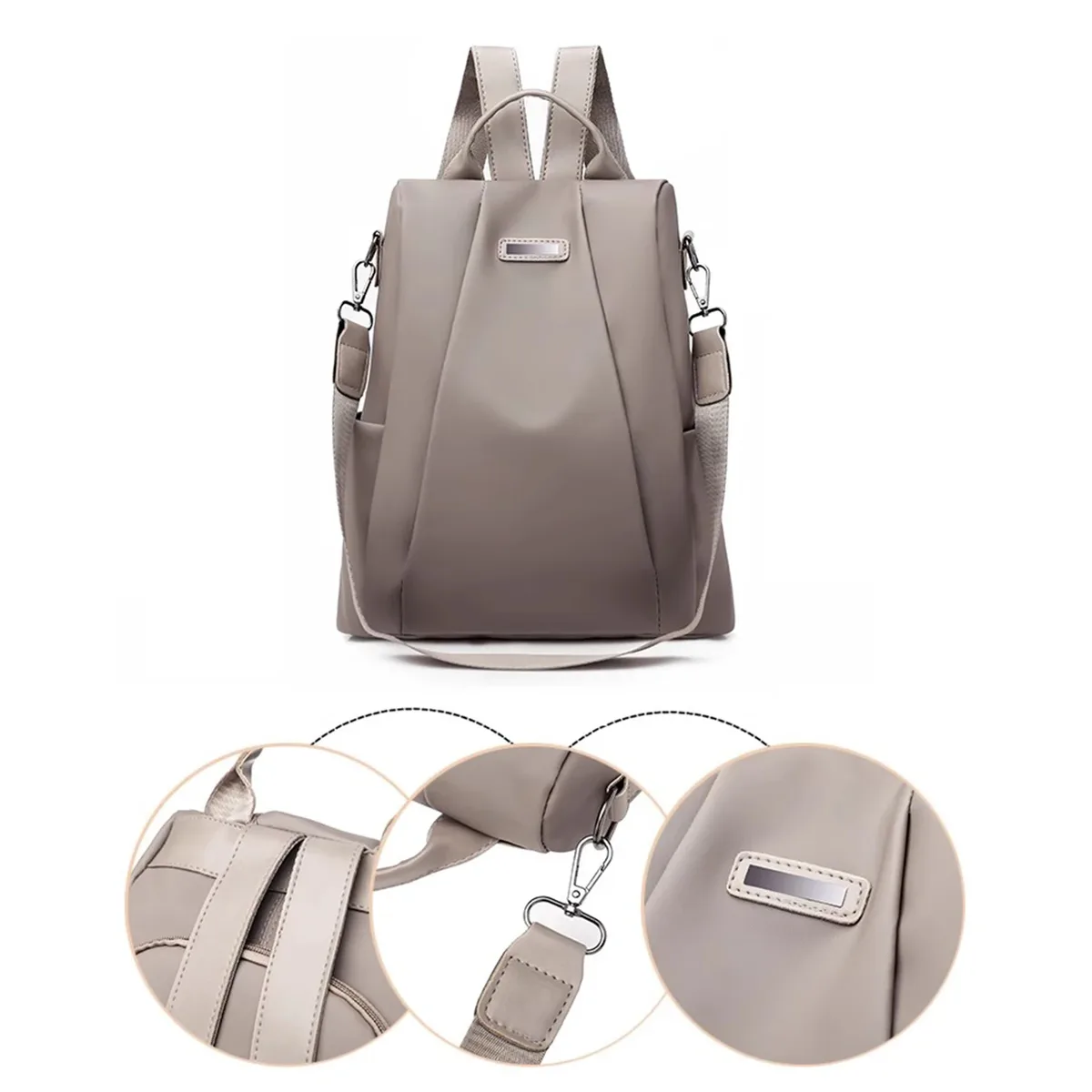 sac à dos antivol en tissu oxford pour femmes, fermeture éclair cachée au dos, design doux, adapté au travail quotidien et aux voyages