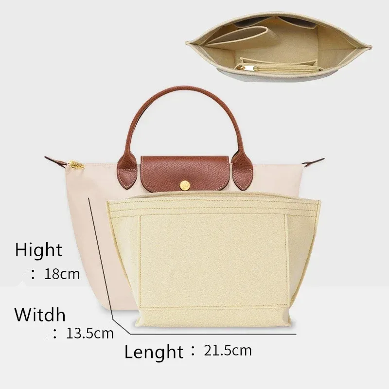 organisateur de sac pour longchamp, petit fourre-tout de finition, sac à main d'insertion, doublure intérieure en feutre de grande capacité, accessoires de mise à niveau diy