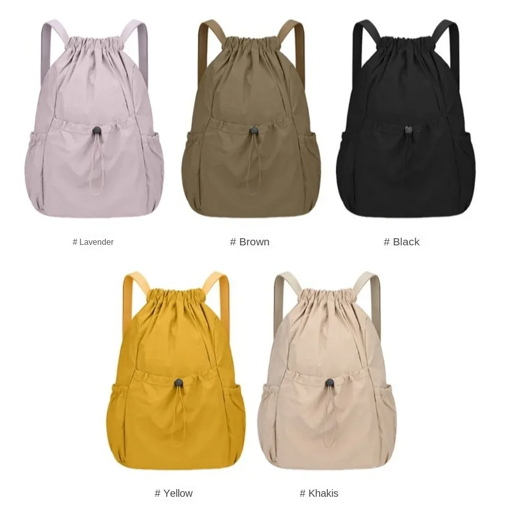sac à dos de voyage décontracté de couleur unie, léger, de style coréen, avec cordon de serrage, grande capacité, pliable, cartable de sport pour étudiants
