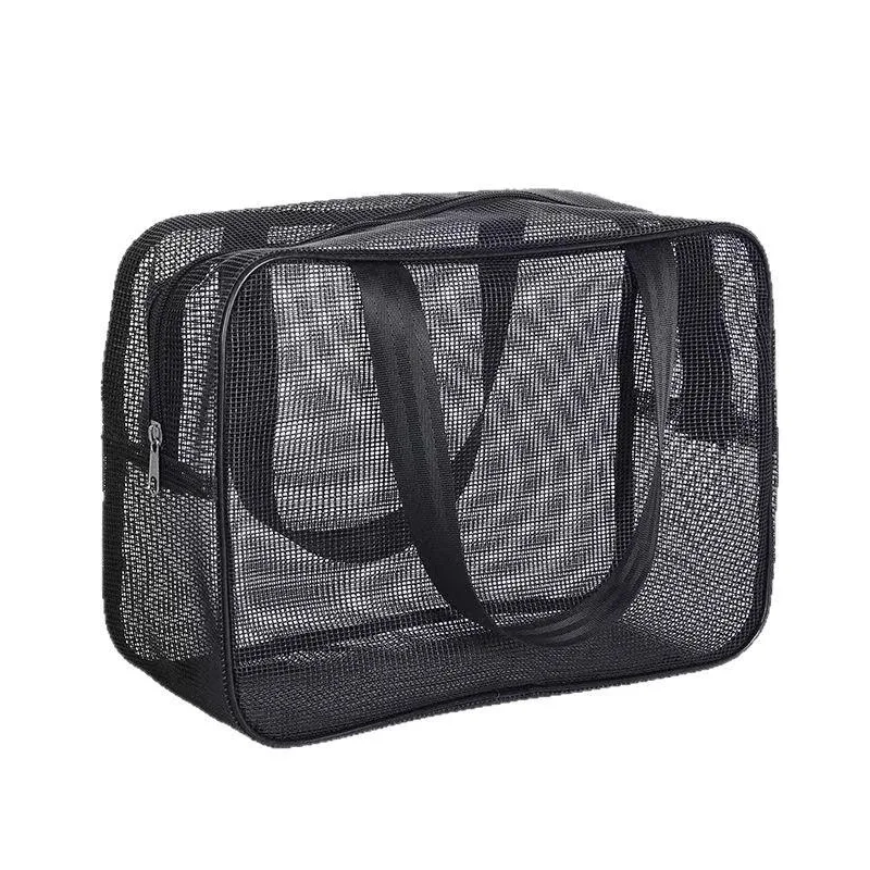sac de douche en maille respirant, trousse de toilette portable, organisateur de cosmétiques pour la salle de sport, la natation, les voyages et l'usage quotidien des hommes.