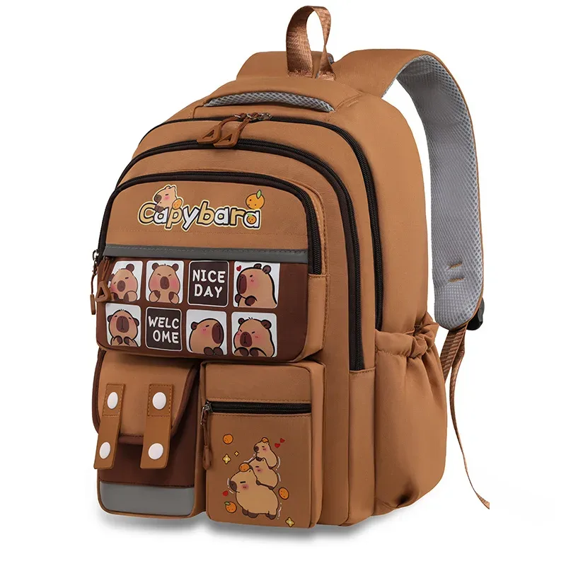 kawaii capybara école sac à dos 3 pièces filles sacs d'école ensemble sacs à dos décontractés enfants livre sac enfants cartable voyage sac à dos