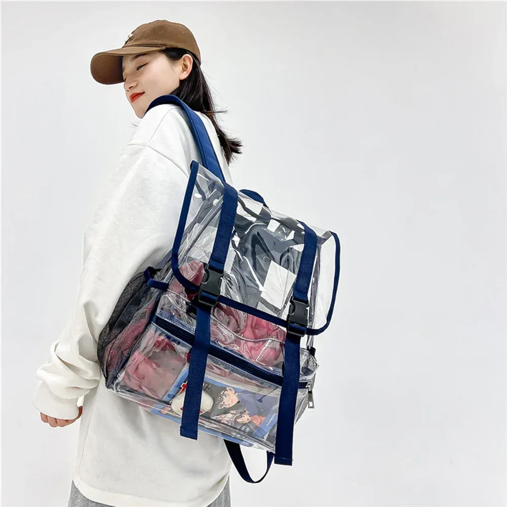 sac à dos transparent pour ordinateur portable en pvc, imperméable, décontracté, grande capacité, simple, portable, transparent, solide, pour femmes et hommes