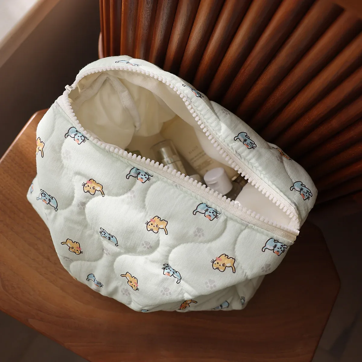 sac de rangement multi-modèles frais imprimé chat mignon, sac à cosmétiques, serviette hygiénique, sac physiologique, petit sac de maquillage portable pour filles