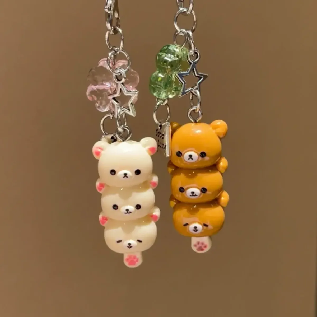 porte-clés ours empilés mignon, breloque porte-bonheur kawaii, pendentif trois ours, accessoire pour sac à dos et sac à main, cadeau mignon pour filles et femmes