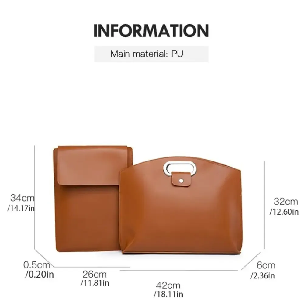 sac fourre-tout décontracté en pu pour documents de bureau, couleur unie, sac pour ordinateur portable, sac de fichiers, sac à main de grande capacité, porte-documents d'extérieur