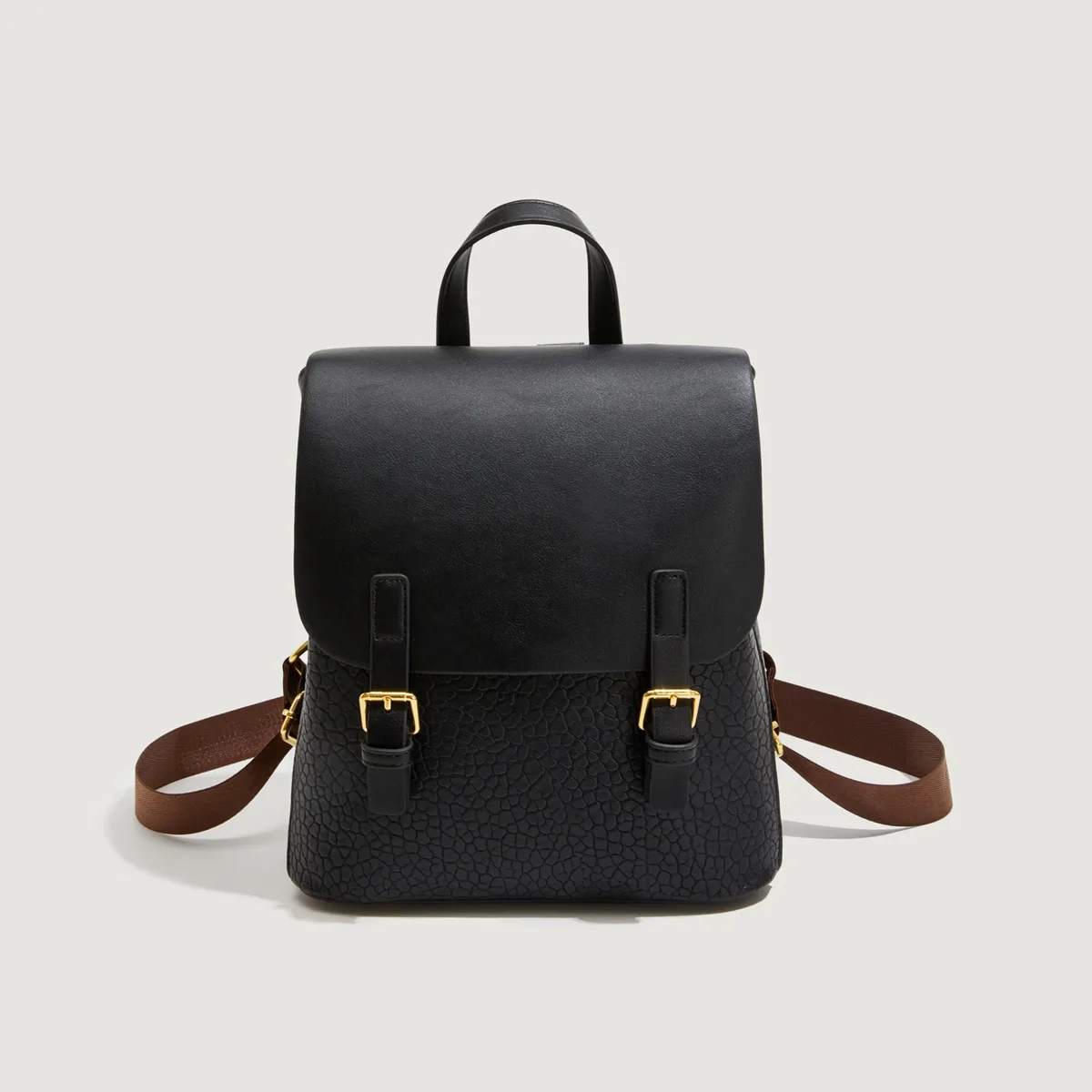 sacs à dos en pu pour femmes, design double ton, boucle en métal, sacs à bandoulière élégants, sacs à dos décontractés tendance pour femmes