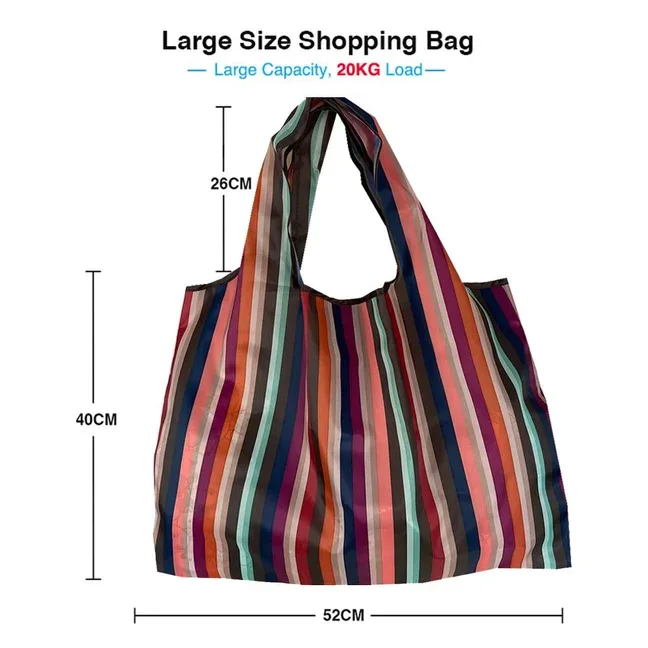 Sac d'épicerie pliable en nylon de grande capacité, sac fourre-tout de style japonais, portable, réutilisable, écologique, sac à main imperméable
