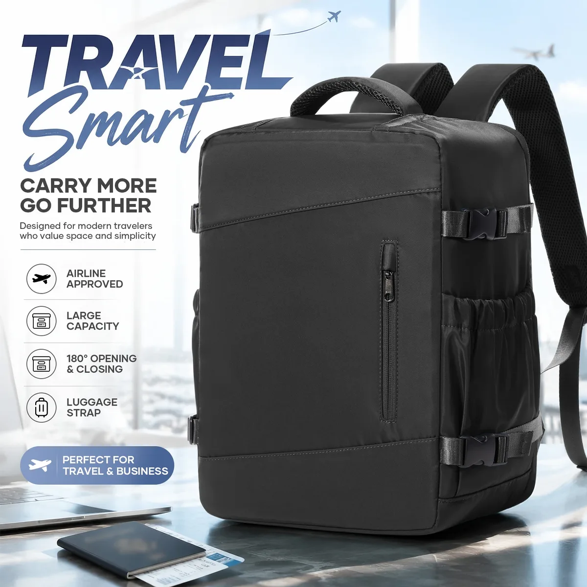 Sacs de cabine Ryanair 40x30x20, sac à dos de voyage sous siège, sac à dos professionnel, sac à dos décontracté pour l'extérieur, sac à dos pour ordinateur portable pour homme