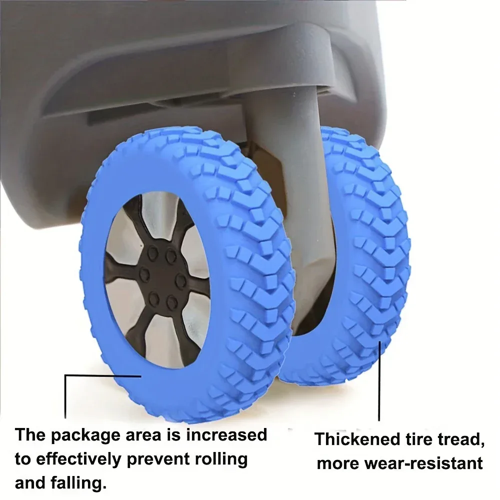 protecteur de roues de bagages en silicone, 8 pièces, roulettes, chaussures, valise de voyage, réduit le bruit, accessoires de couverture de protection