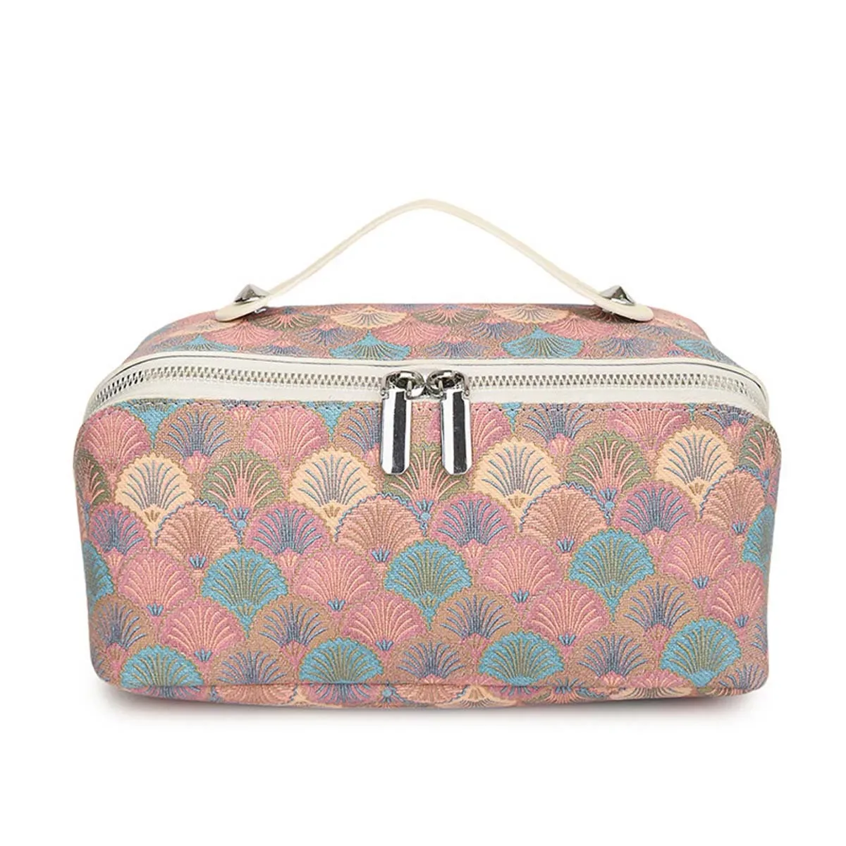 nouveau sac de maquillage femme portable en cuir grande capacité portable voyage cosmétiques zone sac de rangement trousse de toilette logo personnalisation
