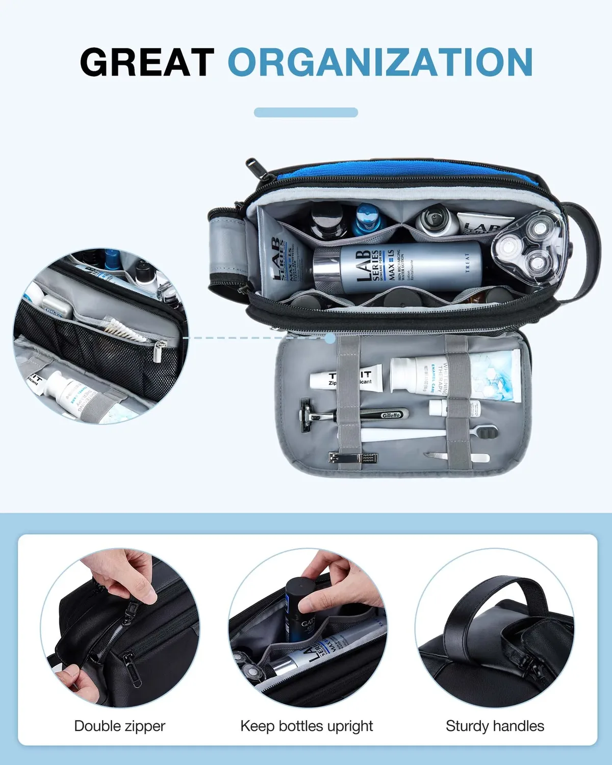 trousse de toilette pour hommes bagsmart grand organisateur de toilette kit dopp trousse de maquillage sacs à cosmétiques imperméables nécessaire de voyage pour hommes