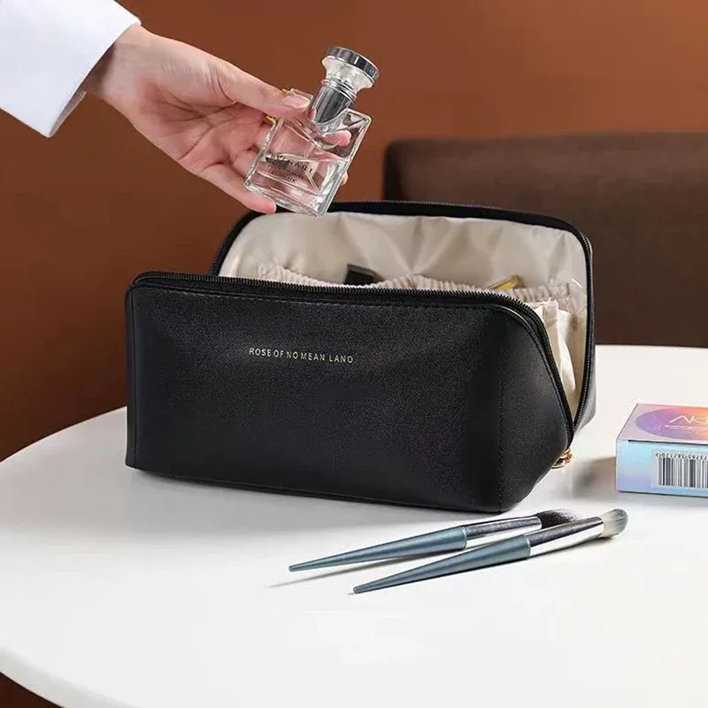 sacs à cosmétiques pour femmes, pochette de maquillage élégante en cuir pu, organisateur de produits de toilette de voyage, sac à main de rangement, fourre-tout de maquillage coréen