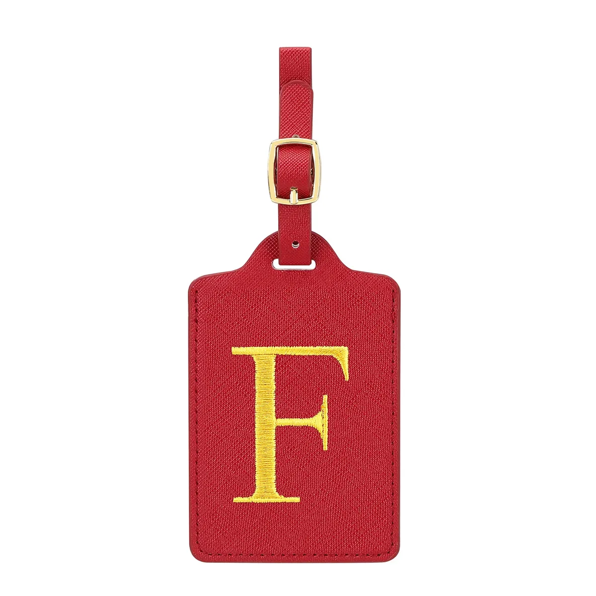 étiquettes de bagage miyin 26 lettres en cuir pu pour valises, protection de la vie privée, accessoires de voyage essentiels, rouge éclatant