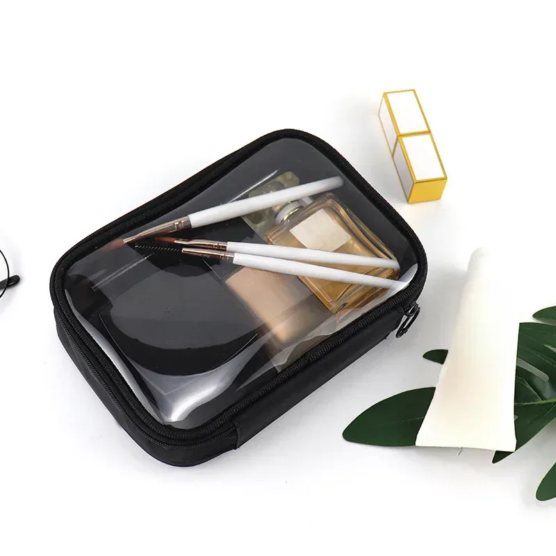 trousse de maquillage imperméable en pvc transparent pour femmes, trousse de voyage à cosmétiques, trousse de maquillage, sacs pour hommes, pochette de rangement pour brosses de toilette