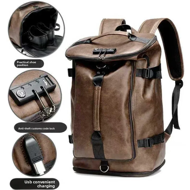 sac à dos en cuir véritable pour hommes, grande capacité, sacoche pour ordinateur portable, sac à dos de voyage d'affaires, sac d'école pour étudiants, sac à dos de jour pour l'extérieur