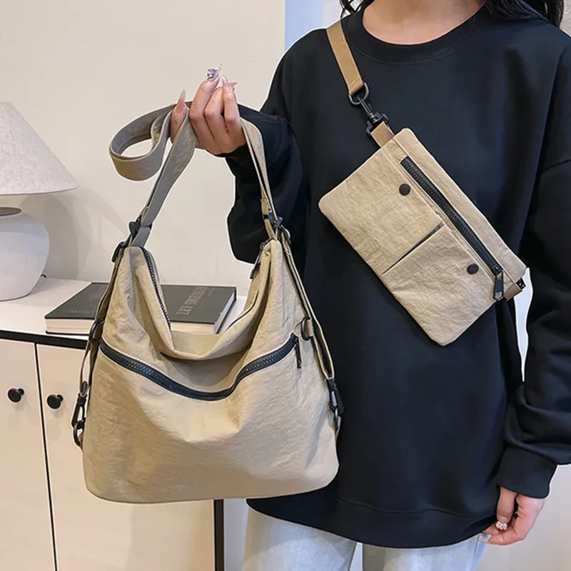sac à bandoulière en nylon pour femmes, sacoches de grande capacité, fourre-tout de voyage, sac à dos avec sangle pour dames