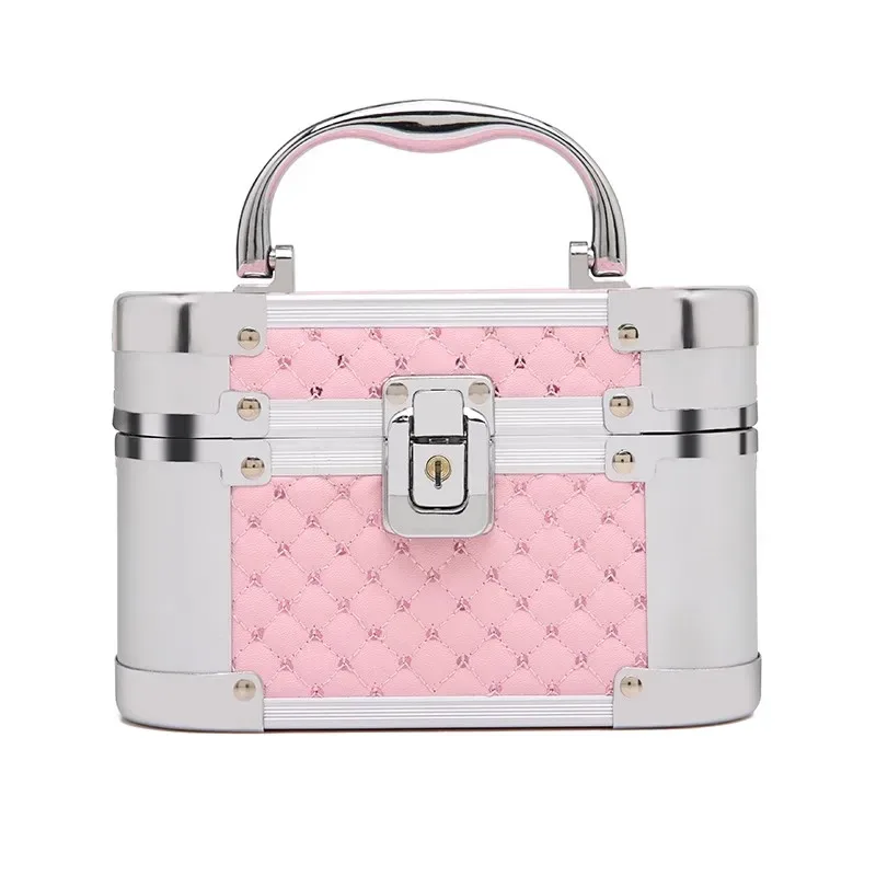 trousse de maquillage professionnelle portable avec miroir lumières led, boîte de rangement de cosmétiques en alliage de voyage, fournitures d'outils de maquillage pour salon de beauté