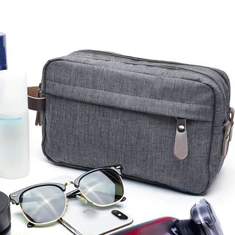 sac de rangement de voyage portable grande capacité en tissu cationique, organisateur portable de toilette et de maquillage à compartiments