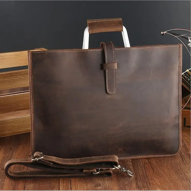 pochette de luxe en cuir de vachette pour hommes, porte-documents a4, portefeuille, couche supérieure, sac d'affaires isub, étui à bombes, haute couture