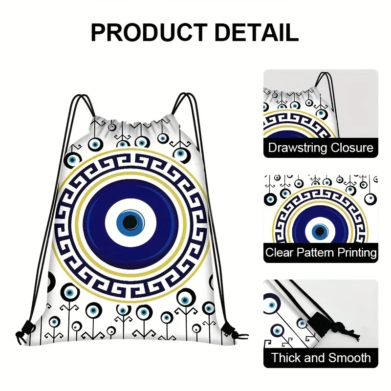 sac à dos léger à cordon de serrage mystic blue eye, 1 pièce, pour la gym, les festivals, les voyages, l'école, unisexe