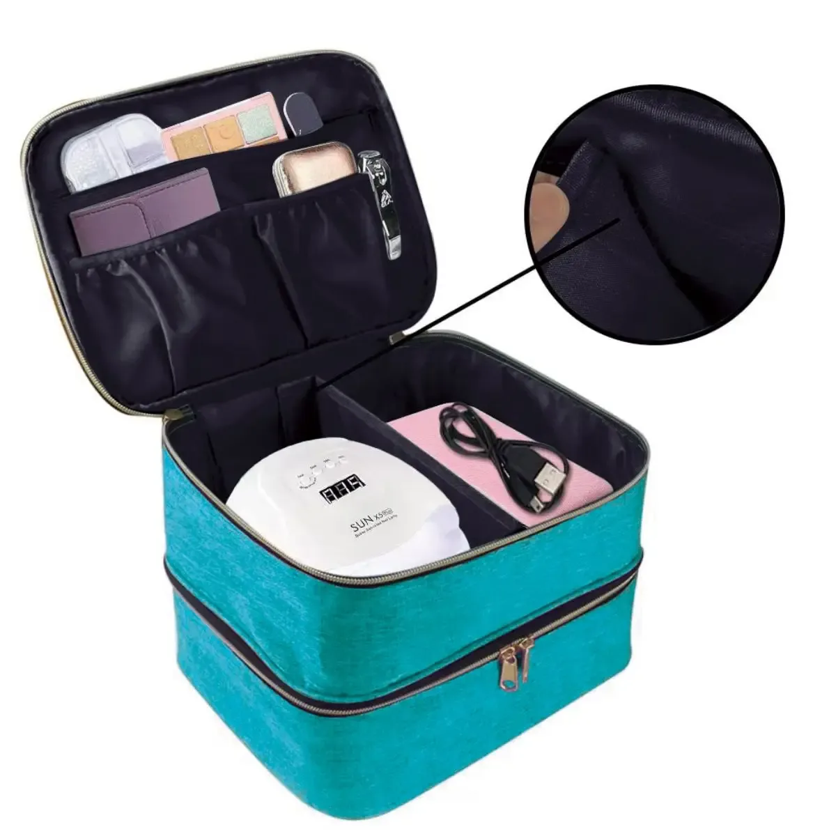 organisateur de vernis à ongles, sac fourre-tout à double couche pour filles et femmes, nail art, huile essentielle, ensemble de cosmétiques