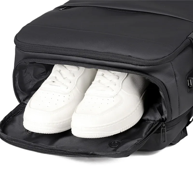 sac à dos extensible étanche pour voyage d'affaires pour hommes, sac à dos d'ordinateur de chargement usb de grande capacité, compartiment à chaussures de séparation sec et humide