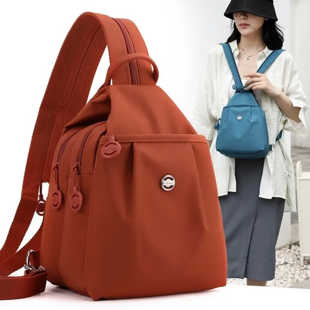 sac à dos en tissu oxford tendance, sacs de poitrine multi-couches grande capacité, sac bandoulière multifonctionnel imperméable pour la randonnée en extérieur