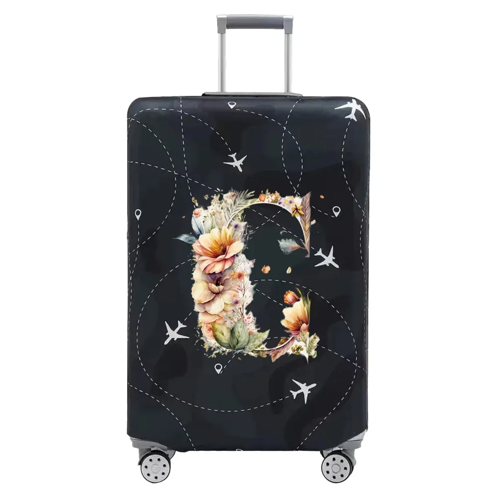 housse de valise de voyage, housse de protection en tissu extensible pour valises de 18 à 28 pouces, série de lettres florales