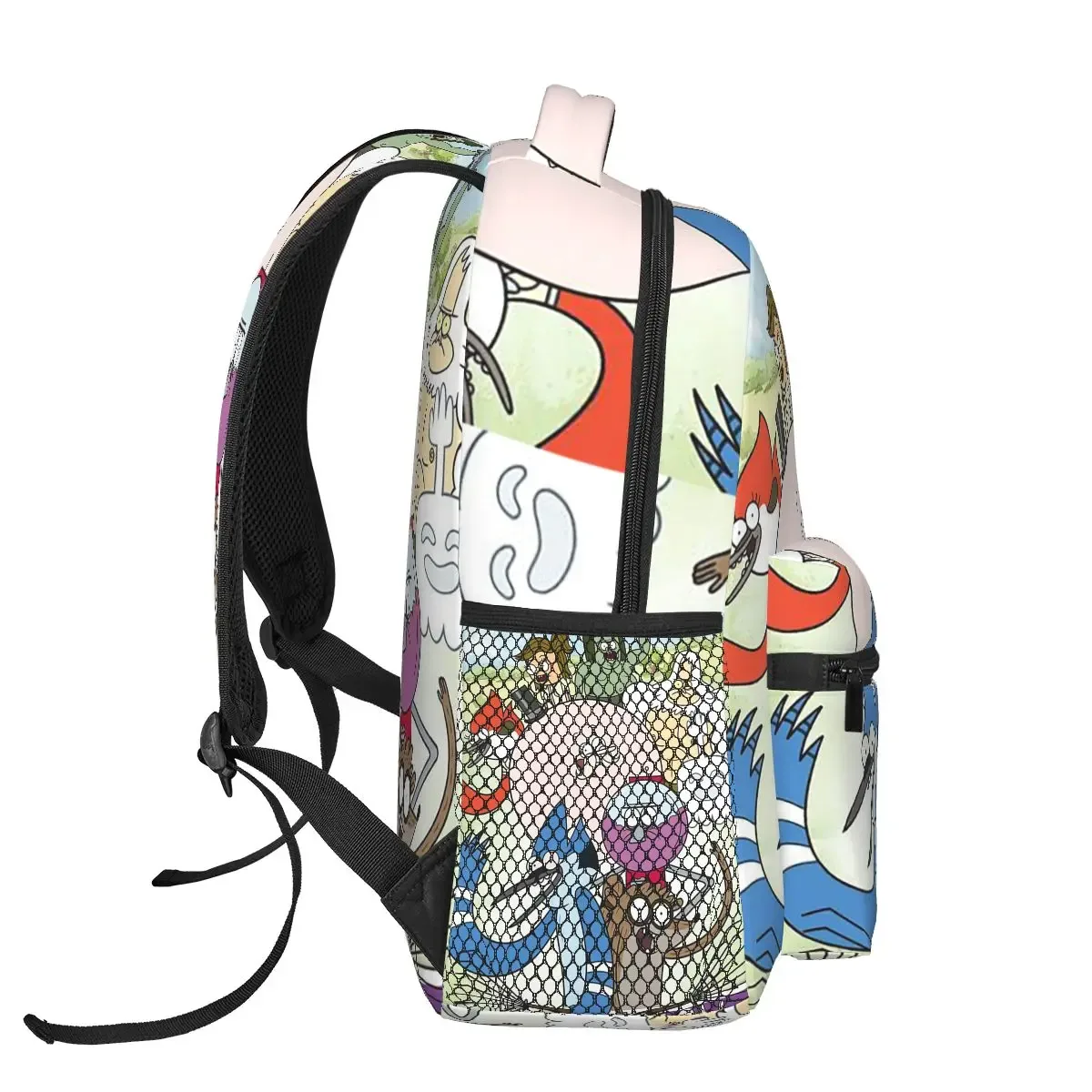 mordecai and rigby regular show – sacs à dos graphiques avec personnages de dessins animés, cartable pour garçons et filles, sacs d'école, sac à dos de voyage, sac à bandoulière