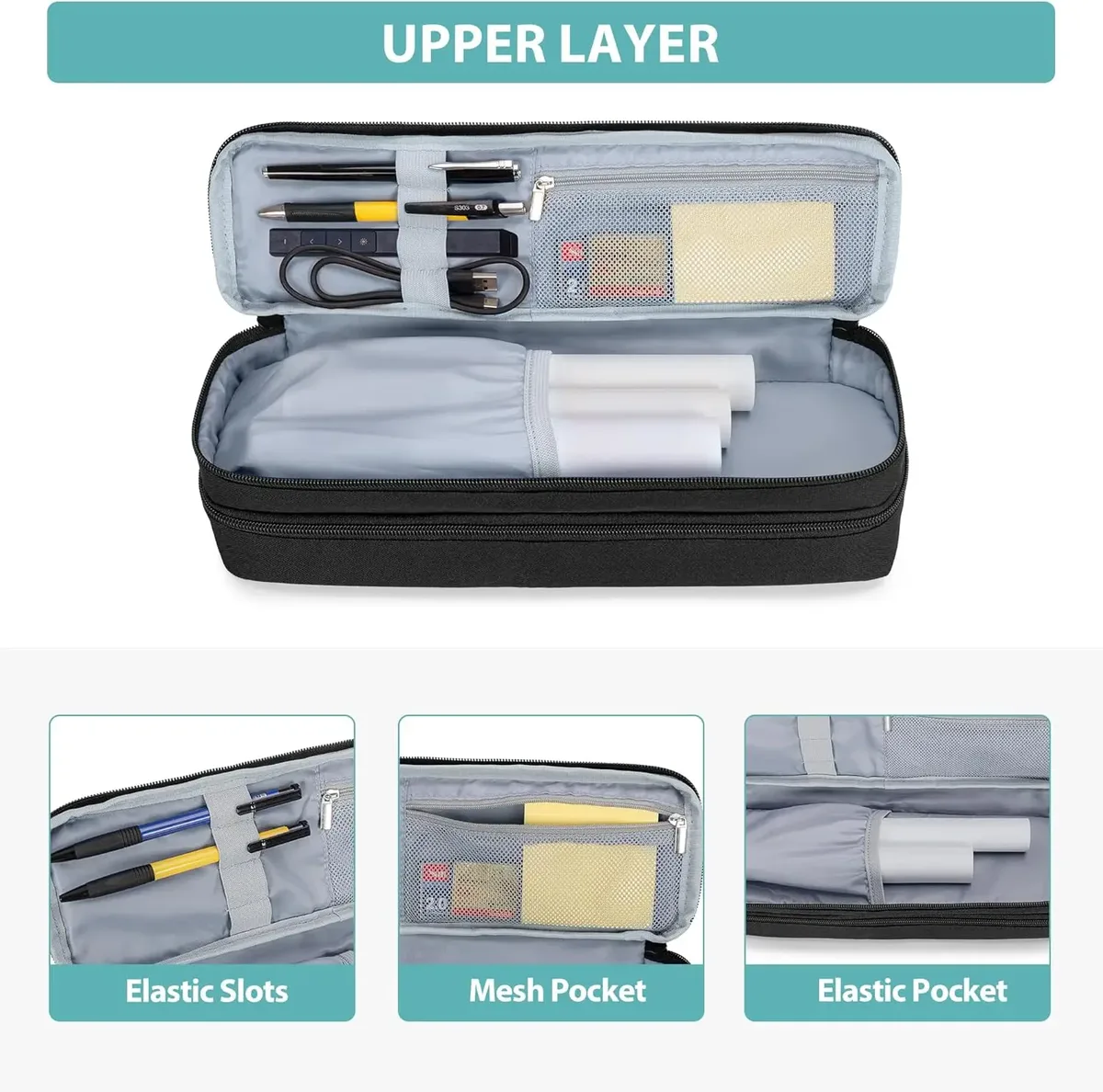 étui de rangement pour imprimante compatible avec phomemo m08f, itari m832, jadens, aixiqee, munbyn et la plupart des imprimantes, double couche