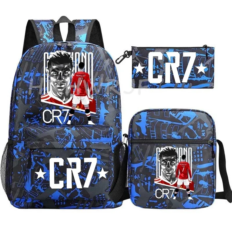 ensemble de sacs à dos imprimés sports cr7 pour adolescents, sacs d'école décontractés adaptés aux garçons et aux filles, mochilas de voyage légères