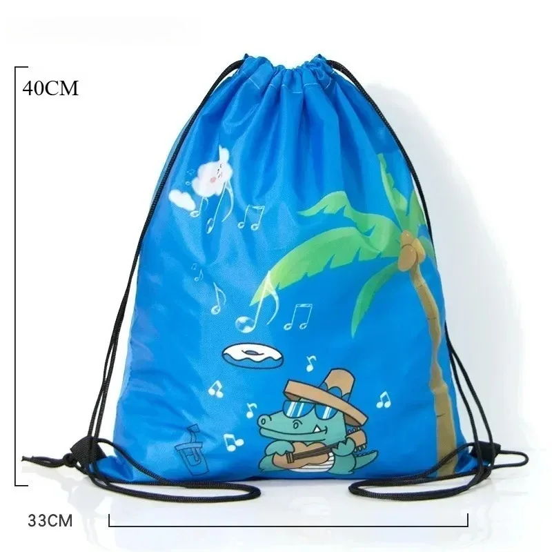 sac à dos à cordon de serrage avec imprimé espace et dessin animé, sac de sport de grande capacité, sac de rangement de voyage imperméable