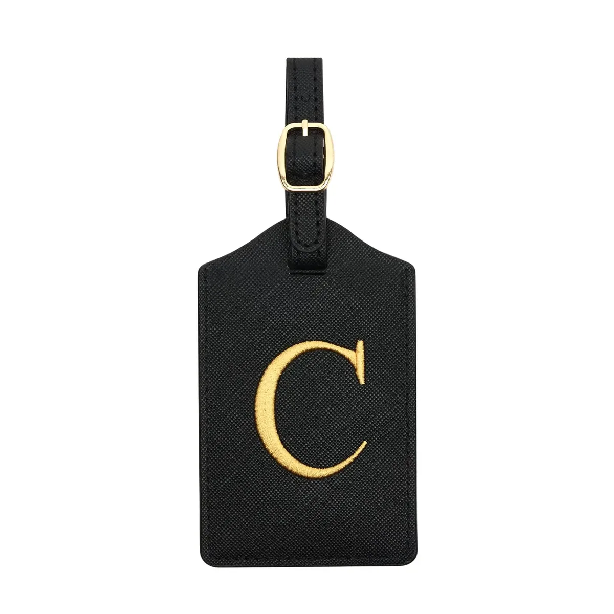 étiquette de bagage en cuir pu pour voyage-étiquette d'identification de valise durable avec couverture de confidentialité et fente pour carte nominative (a-z) liu