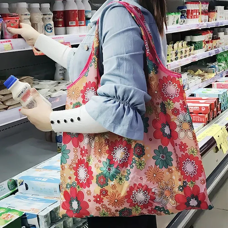 lot de 5 sacs de courses réutilisables, grands sacs écologiques pour l'épicerie, sacs de rangement, pochette de courses à bandoulière, sac fourre-tout pliable tmz